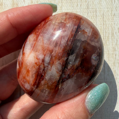 Fire Quartz Palm Stone | Hematoid Quartz | Option E