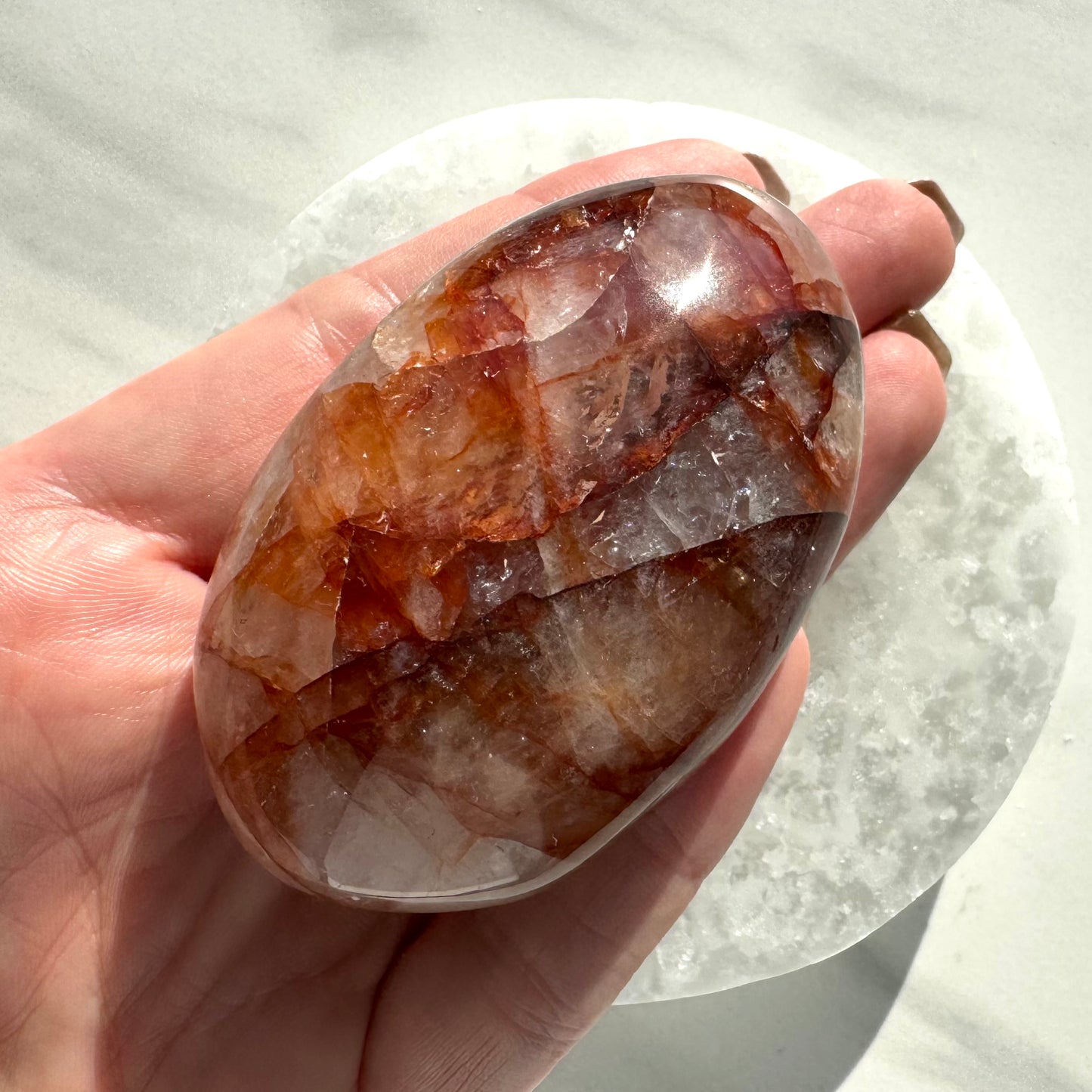 Fire Quartz Palm Stone F