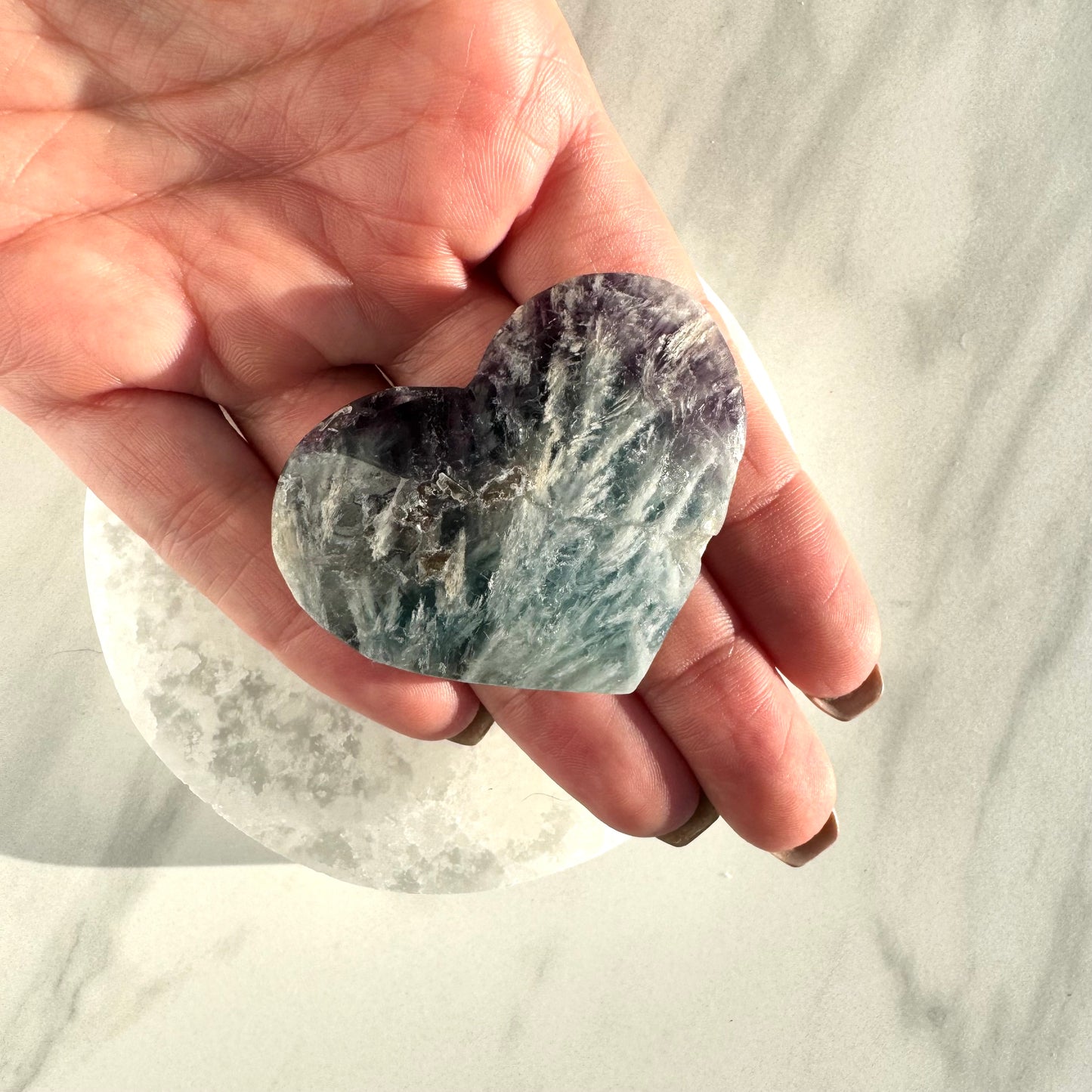 Snowflake Fluorite Heart Carving B