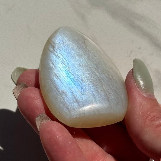 Gorgeous High Quality Blue Sheen Moonstone Tear Drop Carving | Option C
