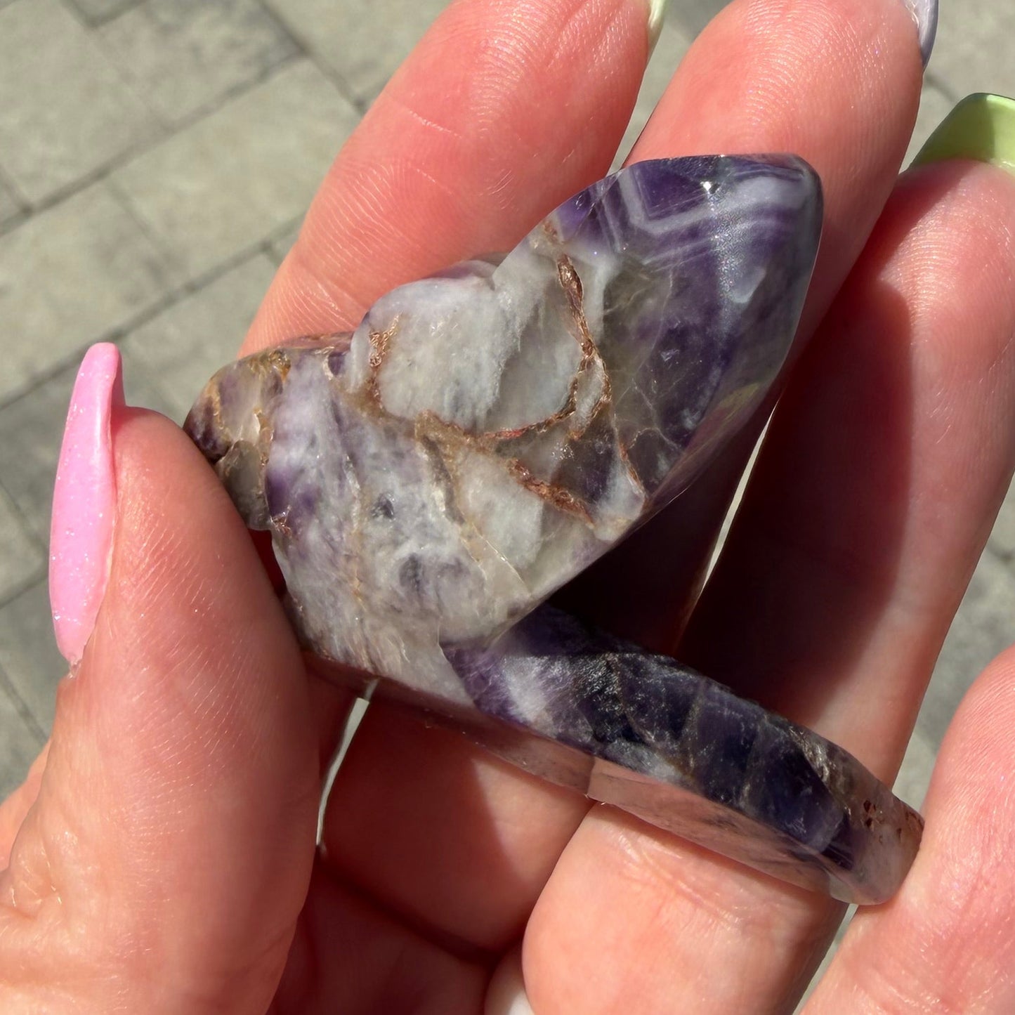 Chevron / Dream Amethyst Butterfly Carving