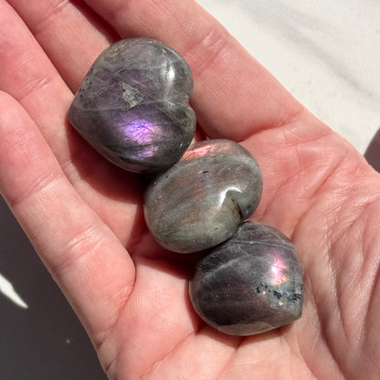 One (1) Small Puffy Labradorite Heart Carving