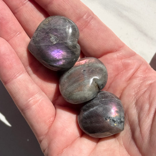 One (1) Small Puffy Labradorite Heart Carving