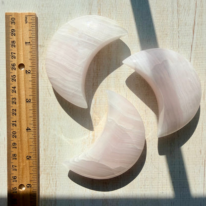 Mangano Calcite Crescent Moon Carving | Pink Mangano Calcite | Mangano Calcite Crystal