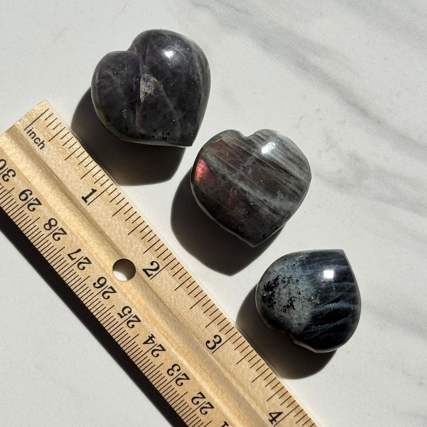 One (1) Small Puffy Labradorite Heart Carving