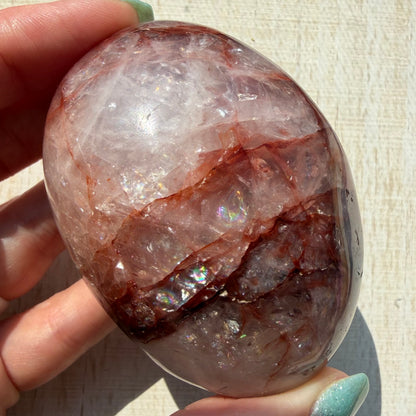 Fire Quartz Palm Stone | Hematoid Quartz | Option H