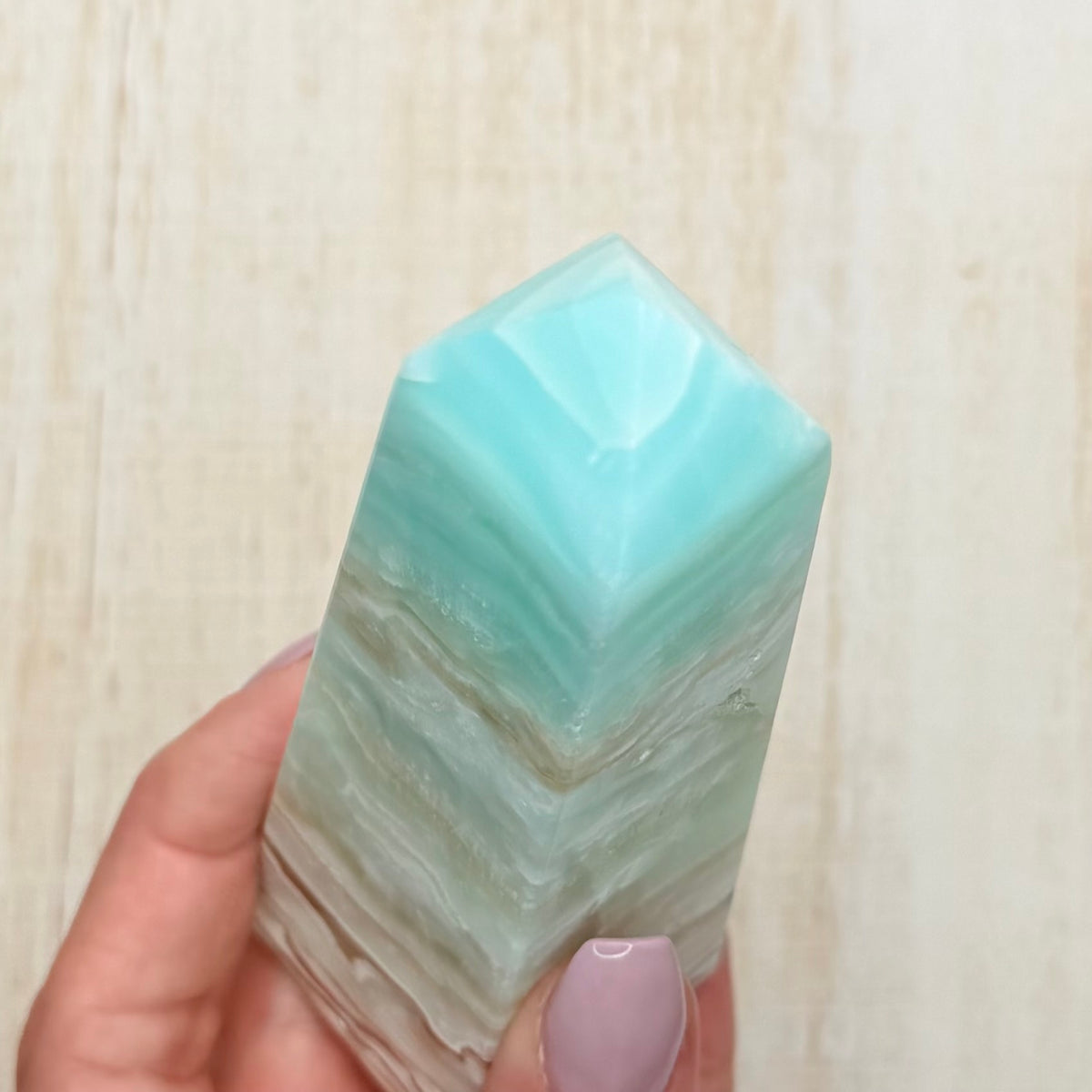 Caribbean Calcite Tower – Soothing Teal Crystal for Calm & Communication
