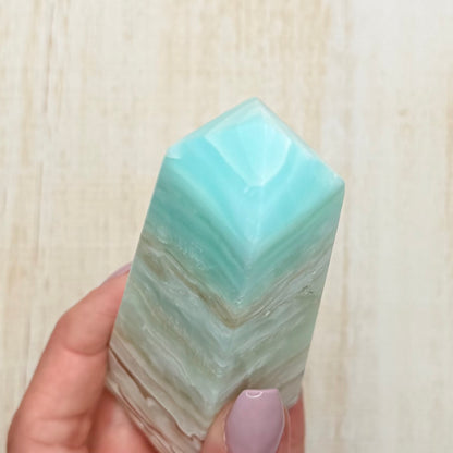 Caribbean Calcite Tower – Soothing Teal Crystal for Calm & Communication