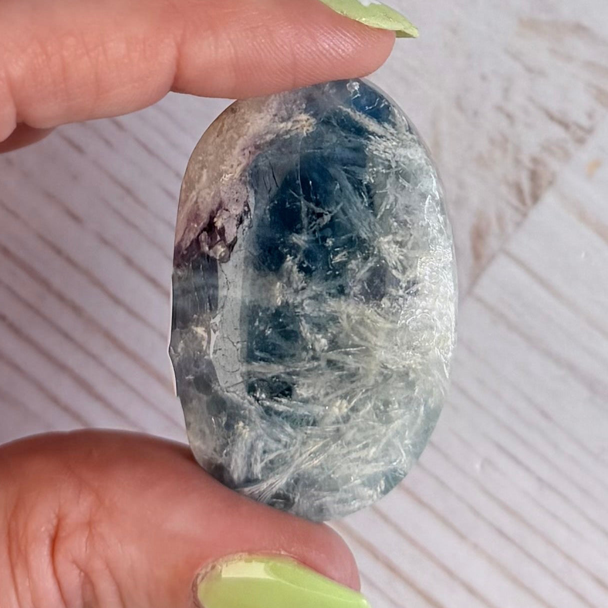 Snowflake Fluorite Palm Stone | Option E