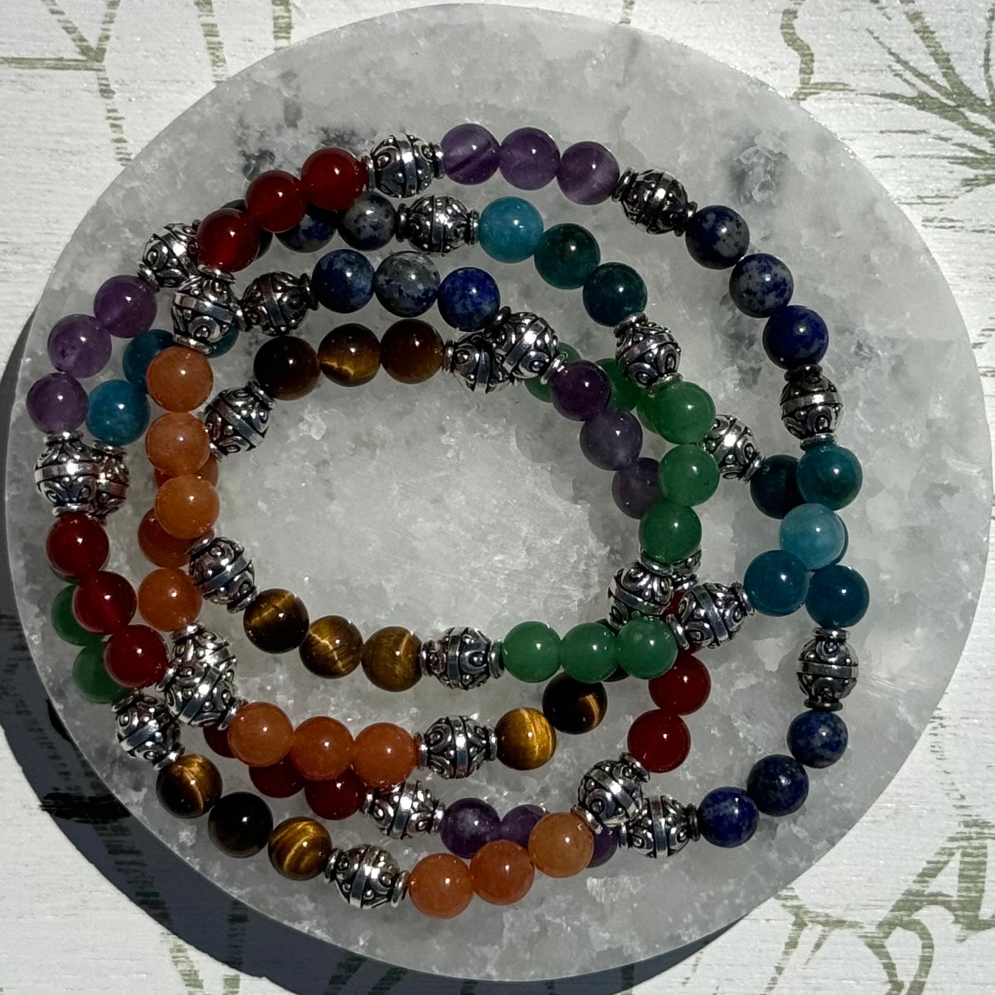 Silver Beaded Chakra Bracelet (6mm Bead)