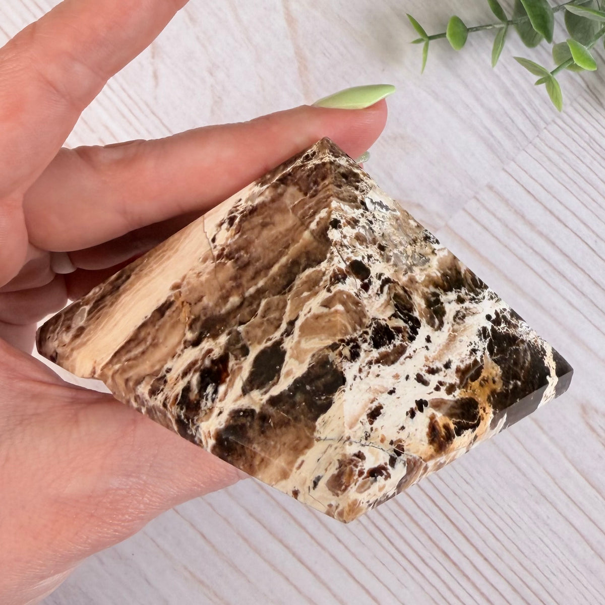 Chocolate Calcite Pyramid – Brown & Cream Crystal for Grounding