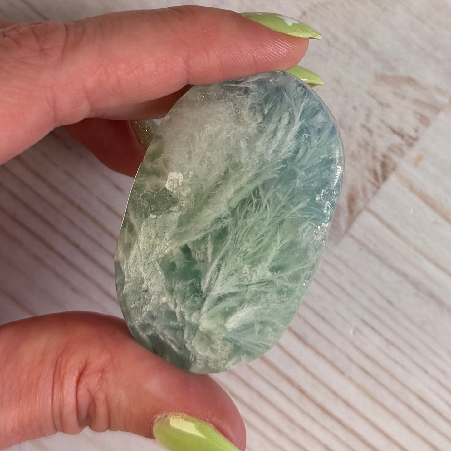 Snowflake Fluorite Palm Stone | Option A