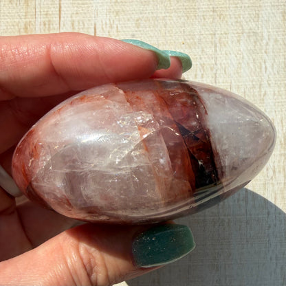 Fire Quartz Palm Stone | Hematoid Quartz | Option H