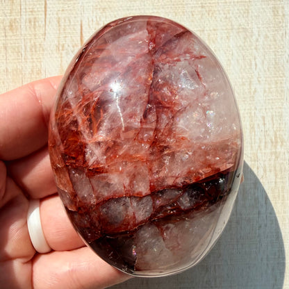 Fire Quartz Palm Stone | Hematoid Quartz | Option H
