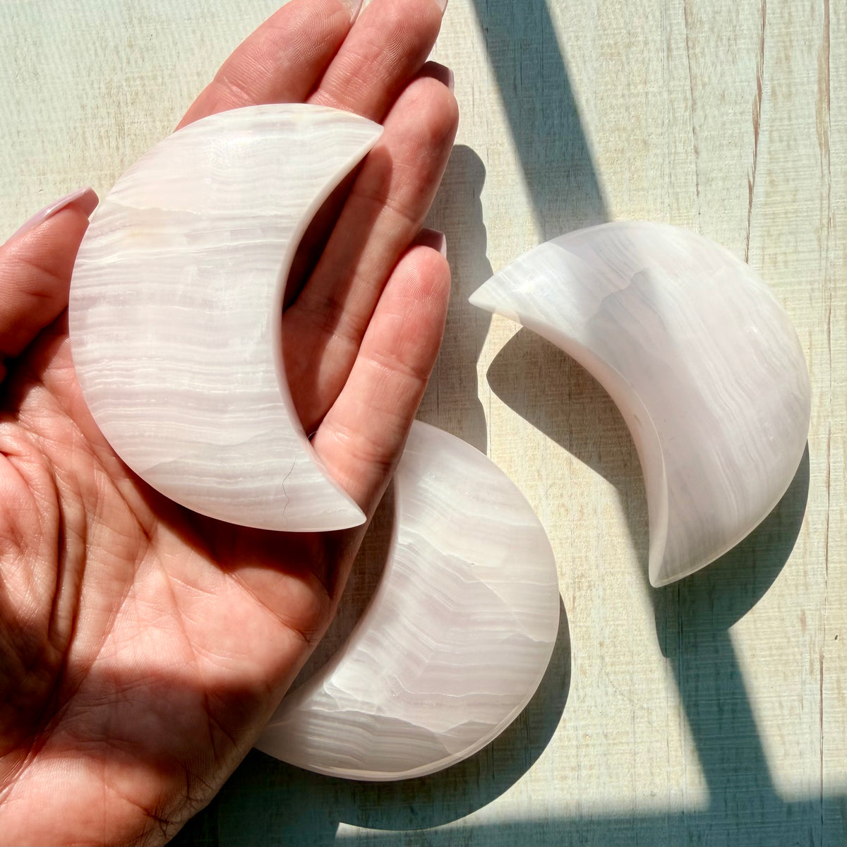 Mangano Calcite Crescent Moon Carving | Pink Mangano Calcite | Mangano Calcite Crystal