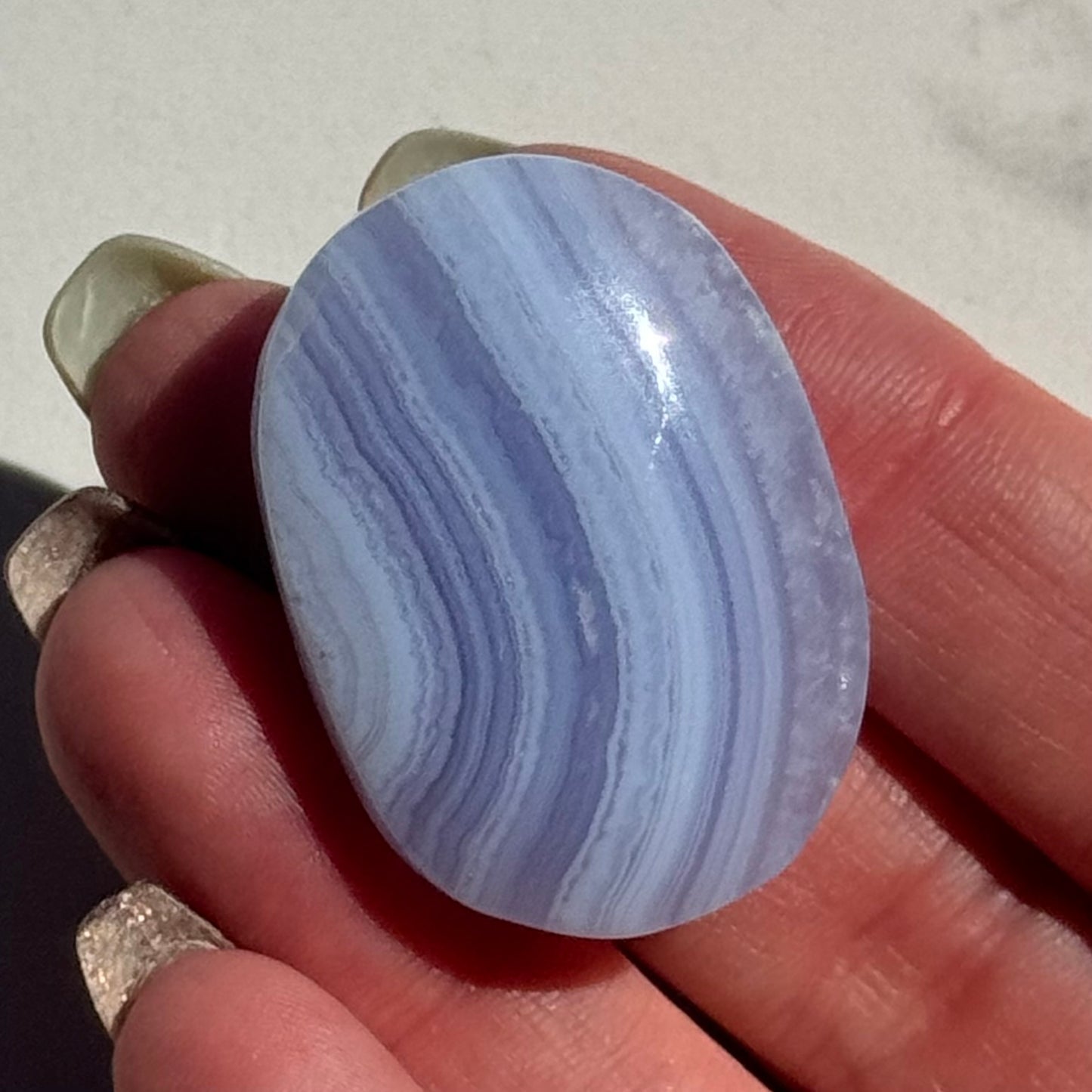 Gorgeous High Quality Blue Lace Agate Mini Palm | Option B
