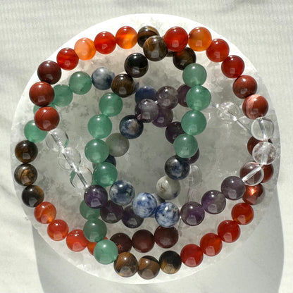 One (1) Crystal Chakra Bracelet (8mm Beads)