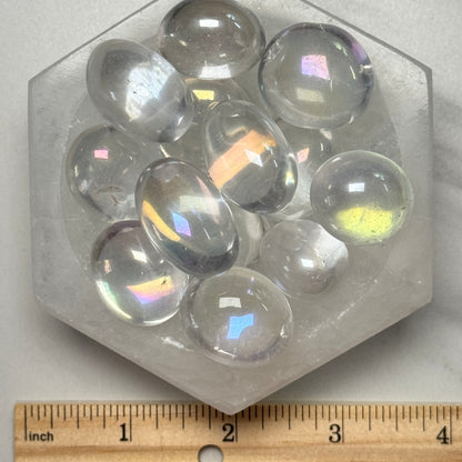 One (1) Exceptional Quality Angel Aura Quartz Tumble from Brazil