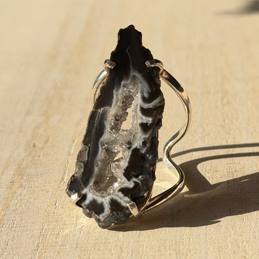 Gorgeous Agate Adjustable Silver Ring from Brazil