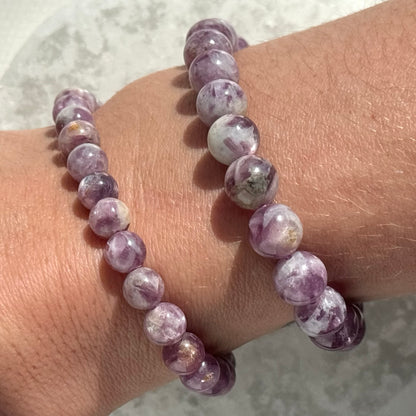 One (1) High Quality Lepidolite Bracelet (8mm Bead)