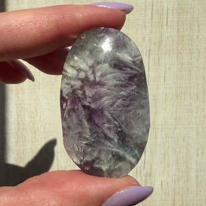 Snowflake Fluorite Palm Stone | Option D