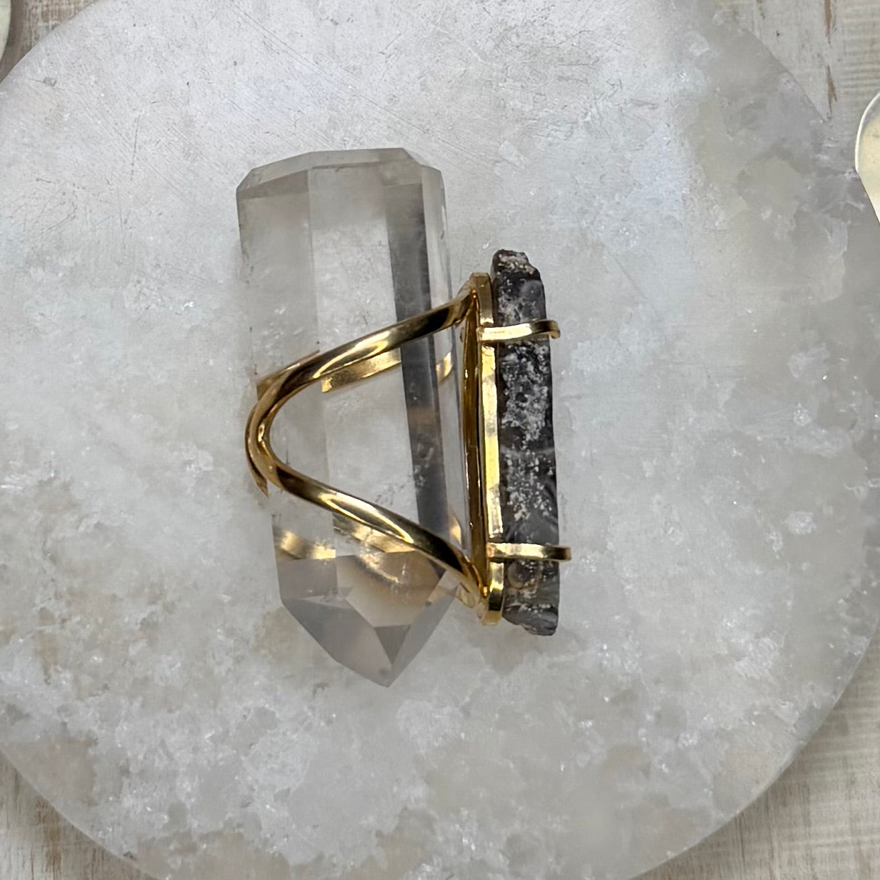 Gorgeous Agate Adjustable Gold Ring from Brazil