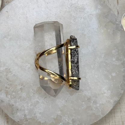 Gorgeous Agate Adjustable Gold Ring from Brazil