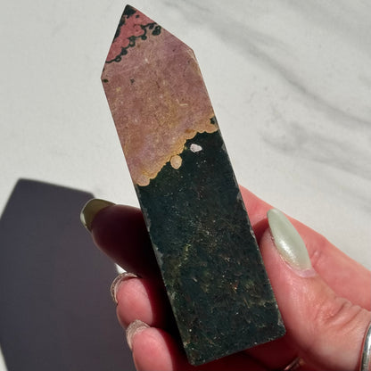 Stunning Natural Pink & Green Ocean Jasper Tower | Option B