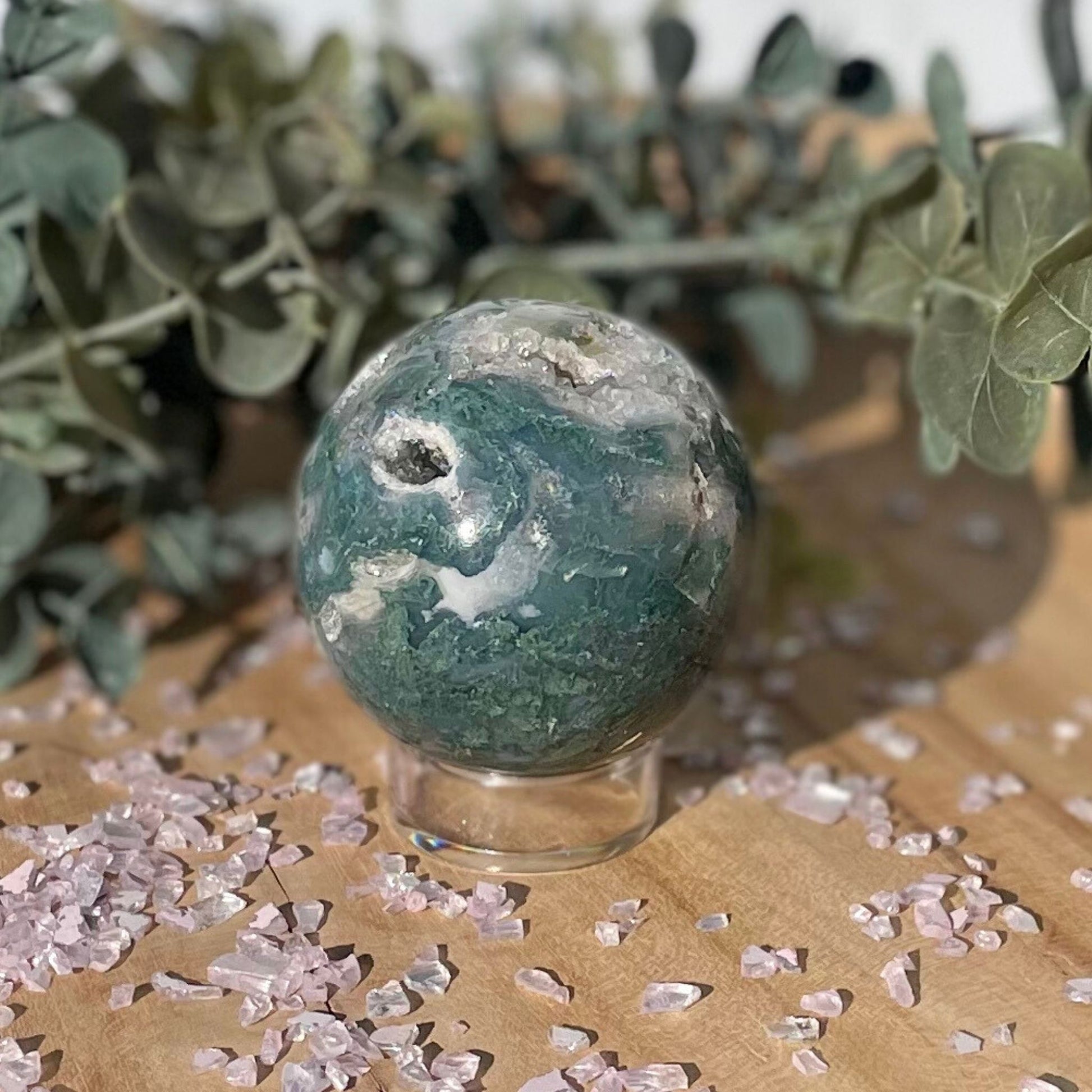 2 inch moss agate sphere