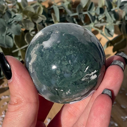 2.10-Inch Moss Agate Sphere from India