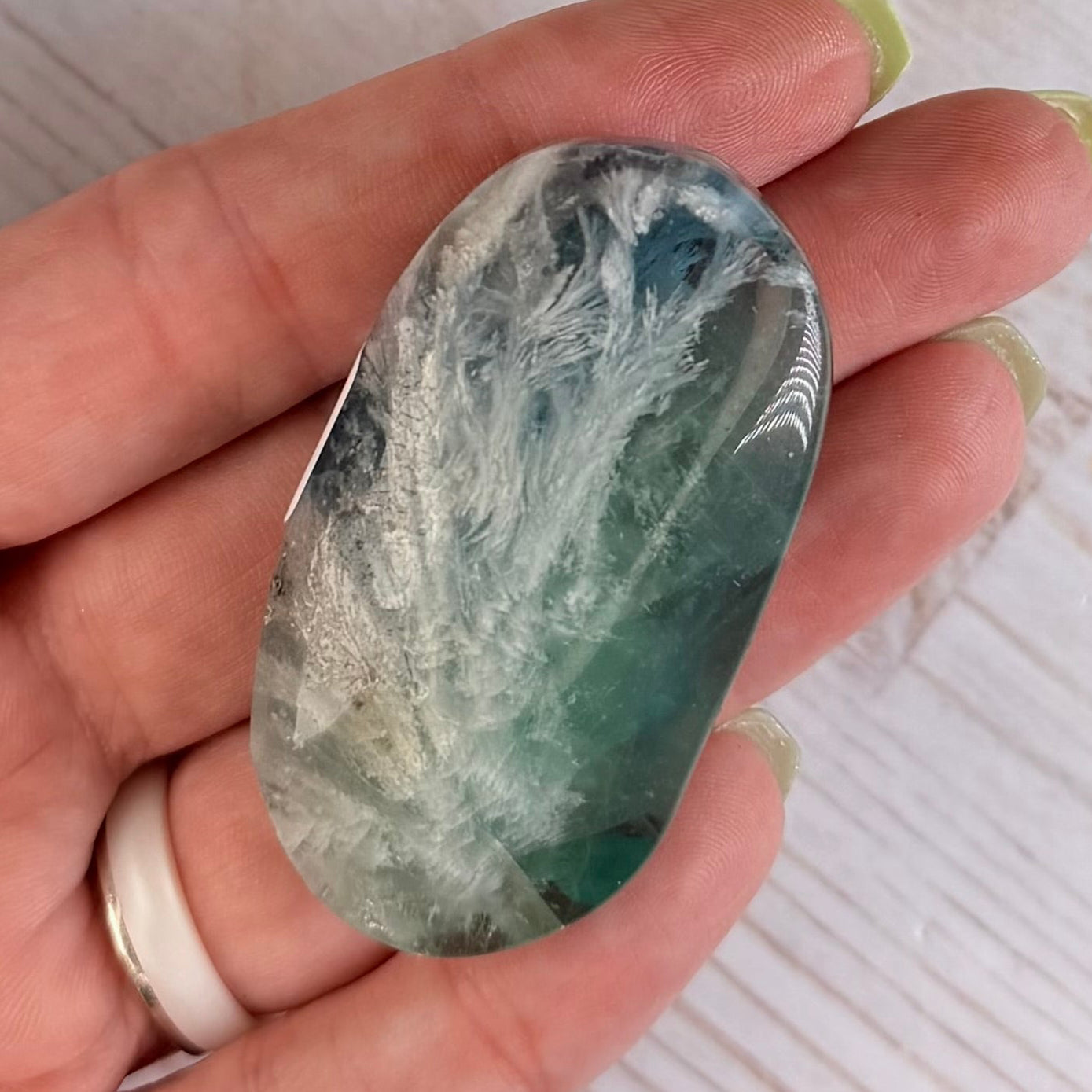 Snowflake Fluorite Palm Stone | Option B