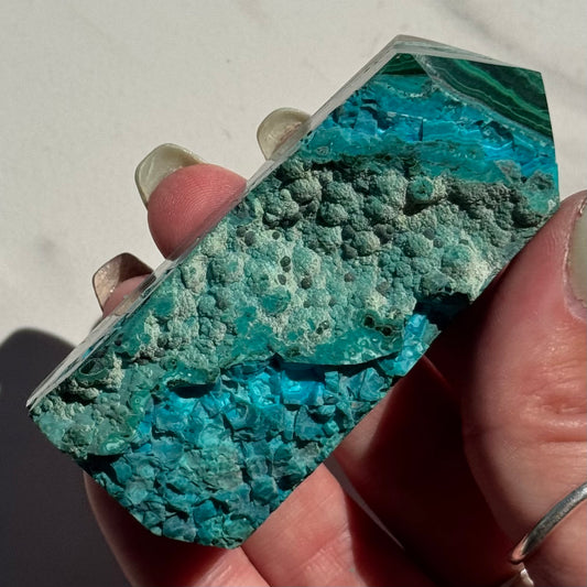 Malachite & Botryoidal Chrysocolla Obelisk | Option A