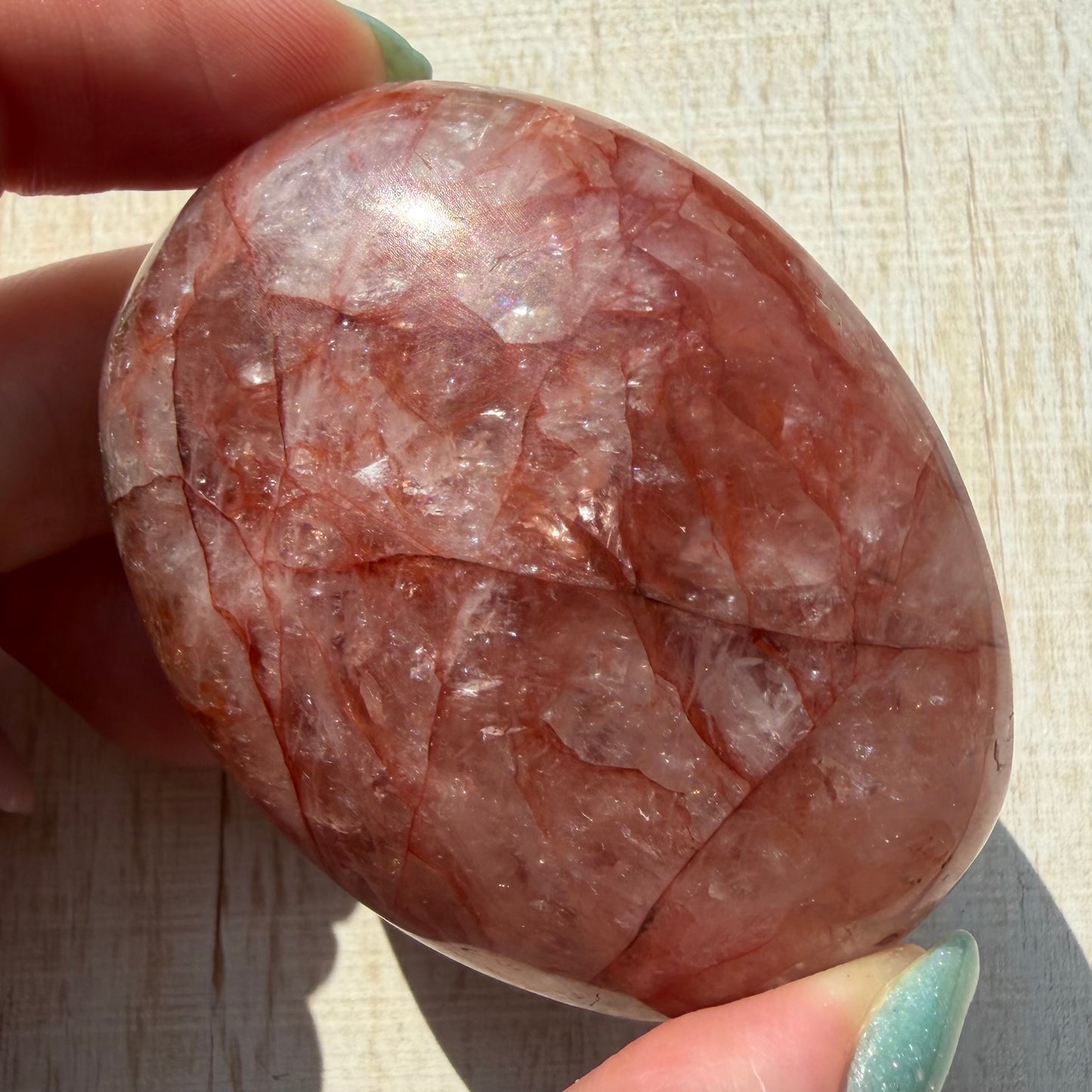Fire Quartz Palm Stone | Hematoid Quartz | Option J