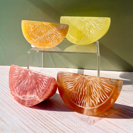 Calcite Citrus Slice Crystal Carving | Choose Your Stone