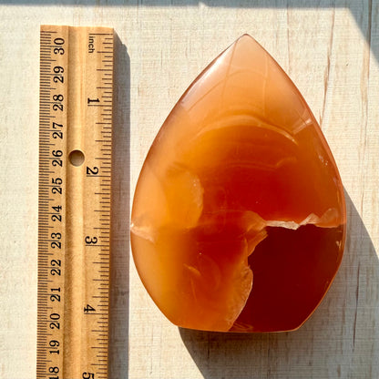 Honey Calcite Flame | Hand-Selected Crystal Carving