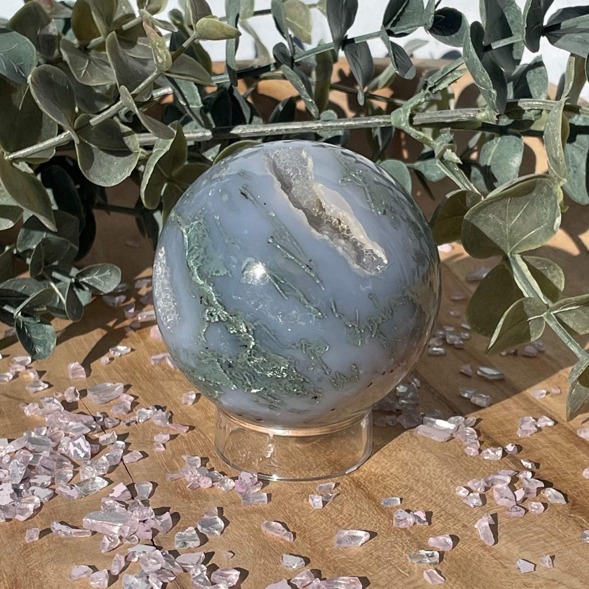 2 inch moss agate sphere