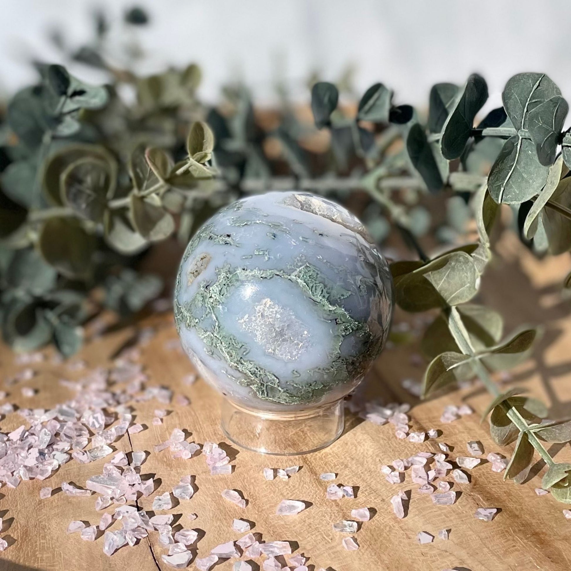2 inch moss agate sphere