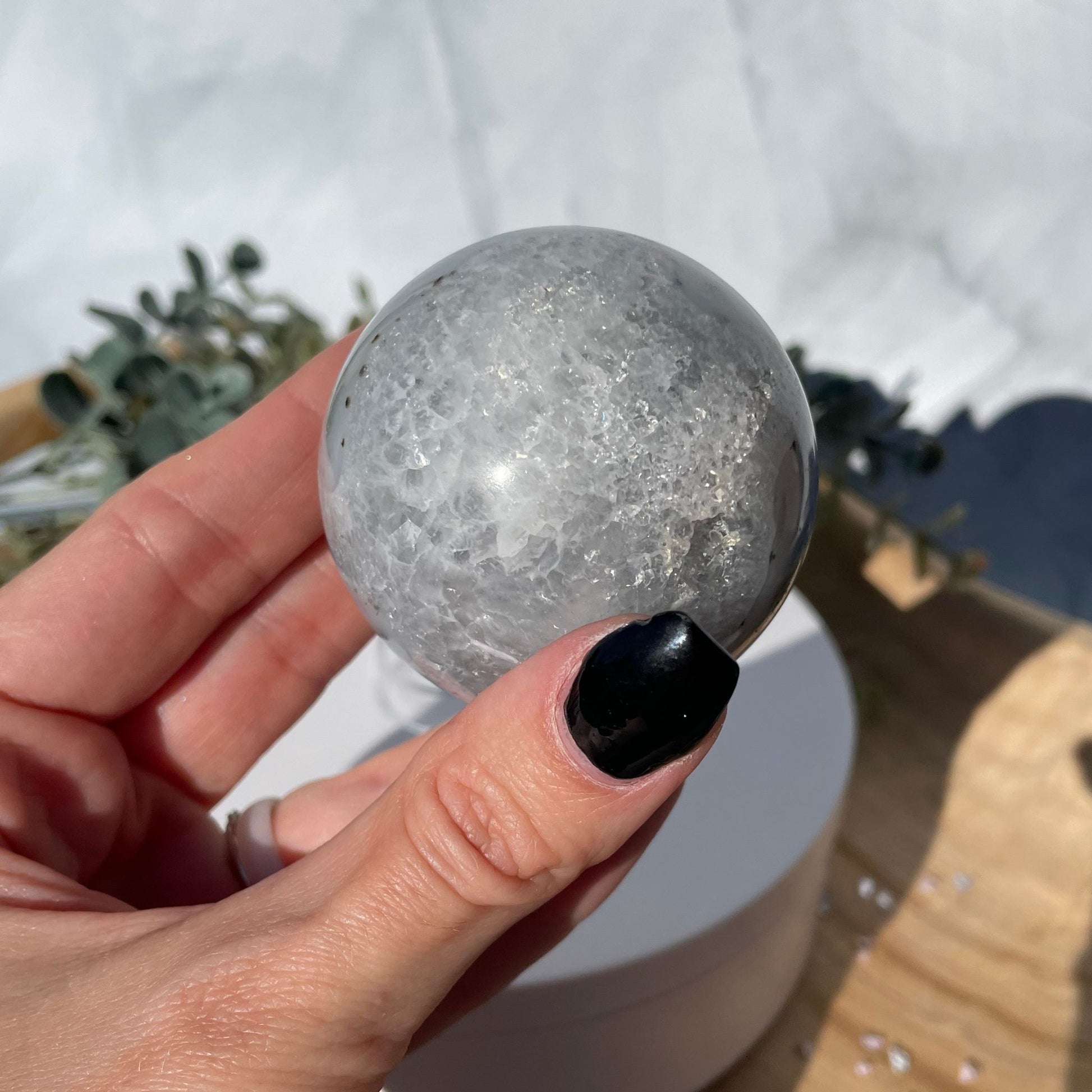 2 inch moss agate sphere