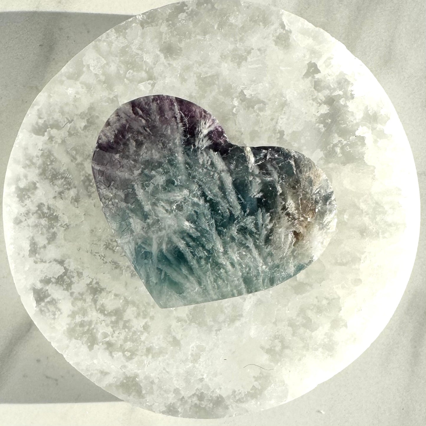 Snowflake Fluorite Heart Carving B
