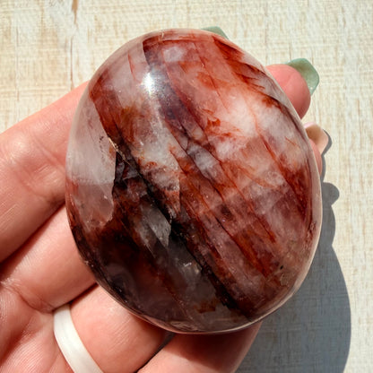 Fire Quartz Palm Stone | Hematoid Quartz | Option E