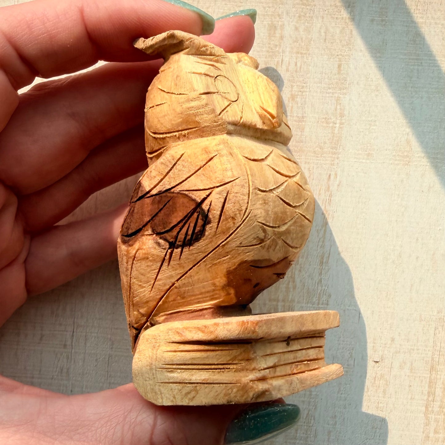 Palo Santo Owl on a Book Carving | Hand-Carved from Peru