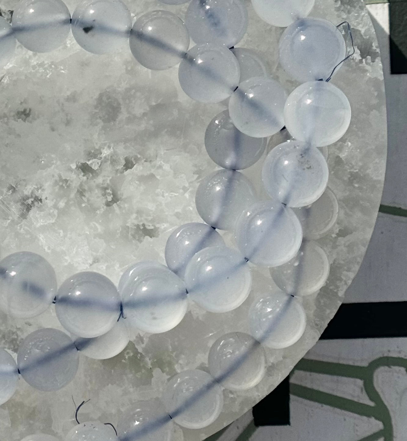 Blue Chalcedony Bracelets from Brazil (8mm Bead)