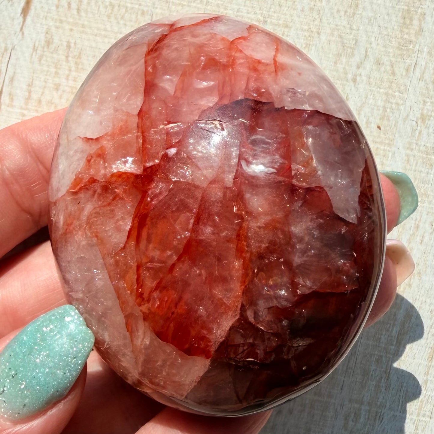 Fire Quartz Palm Stone | Hematoid Quartz | Option I