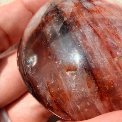 Fire Quartz Palm Stone | Hematoid Quartz | Option E