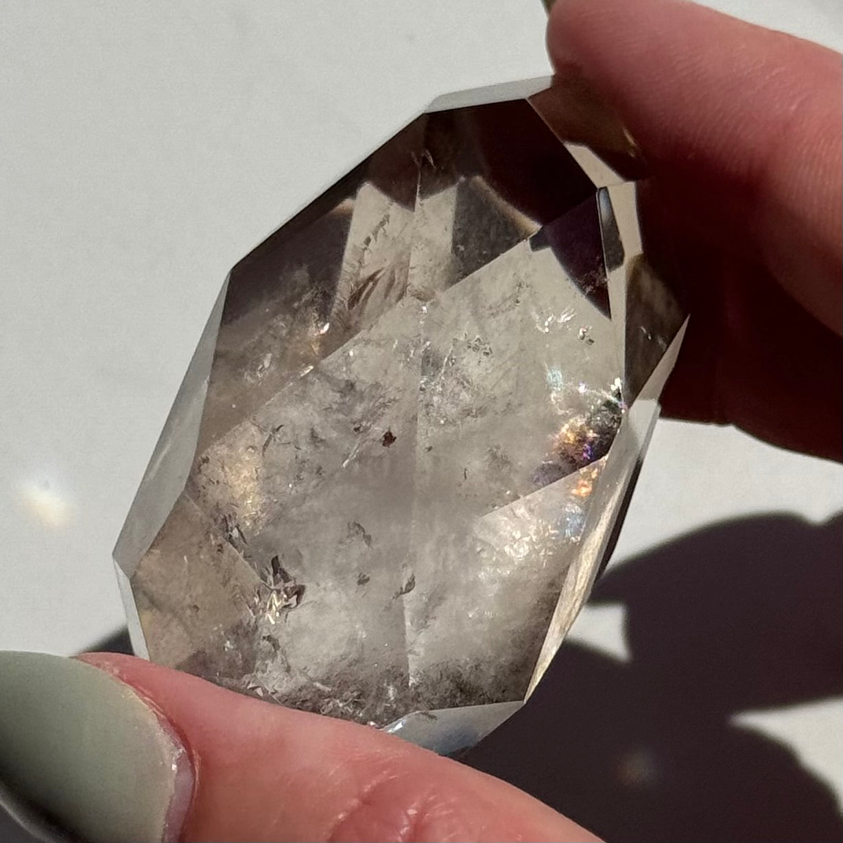 Smoky Quartz Faceted Teardrop Carving