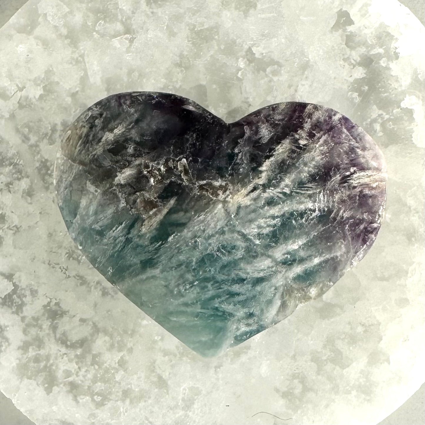 Snowflake Fluorite Heart Carving B