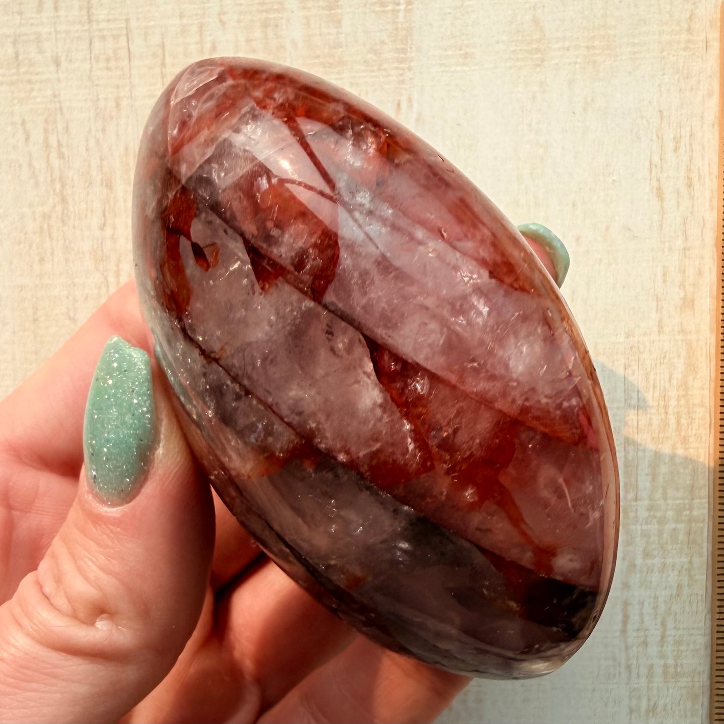 Fire Quartz Palm Stone | Hematoid Quartz | Option A