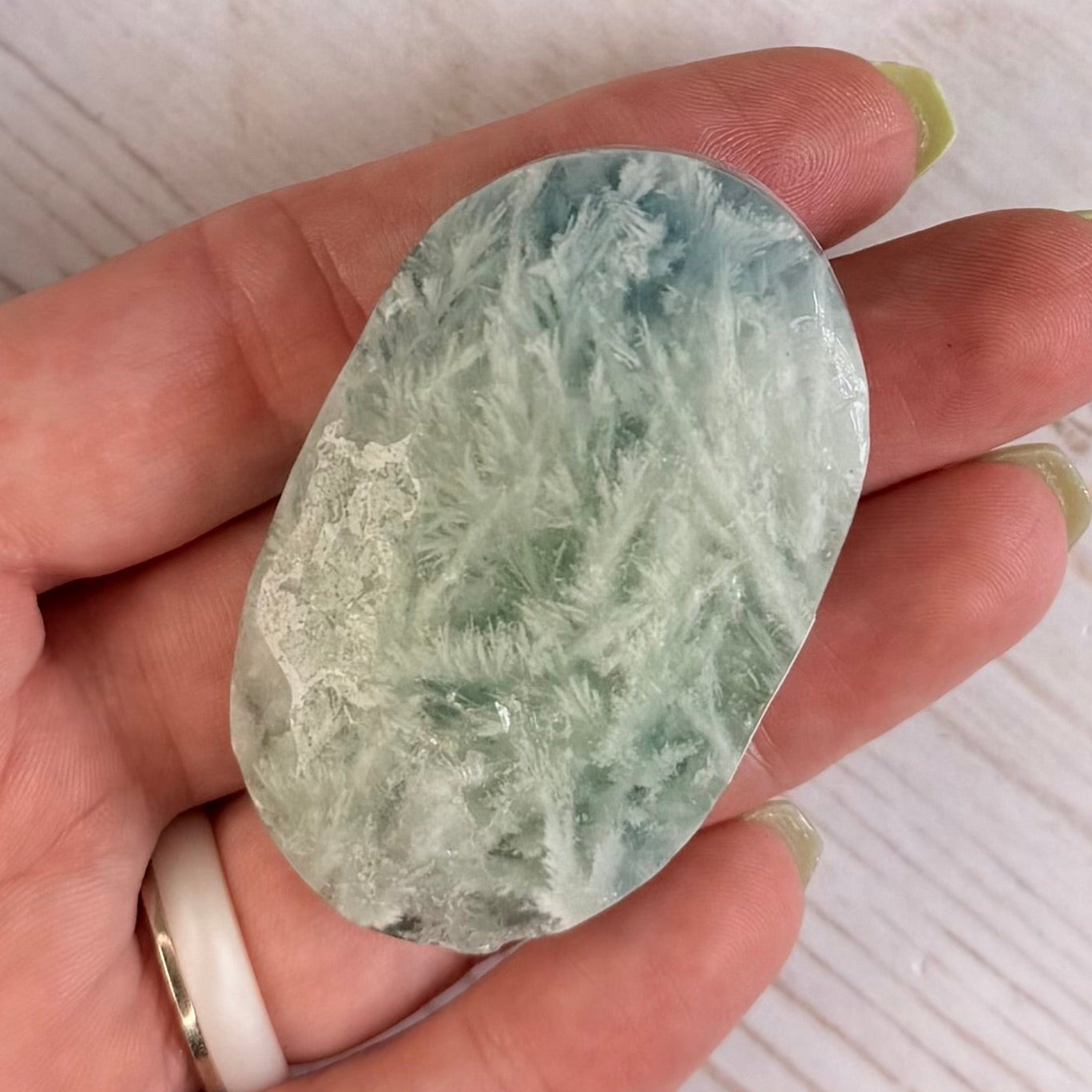 Snowflake Fluorite Palm Stone | Option A