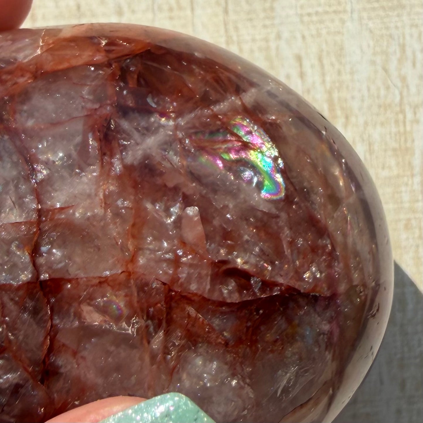 Fire Quartz Palm Stone | Hematoid Quartz | Option H