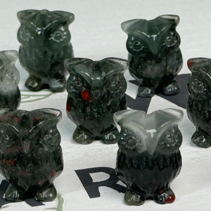 One (1) Mini African Bloodstone Owl Carving